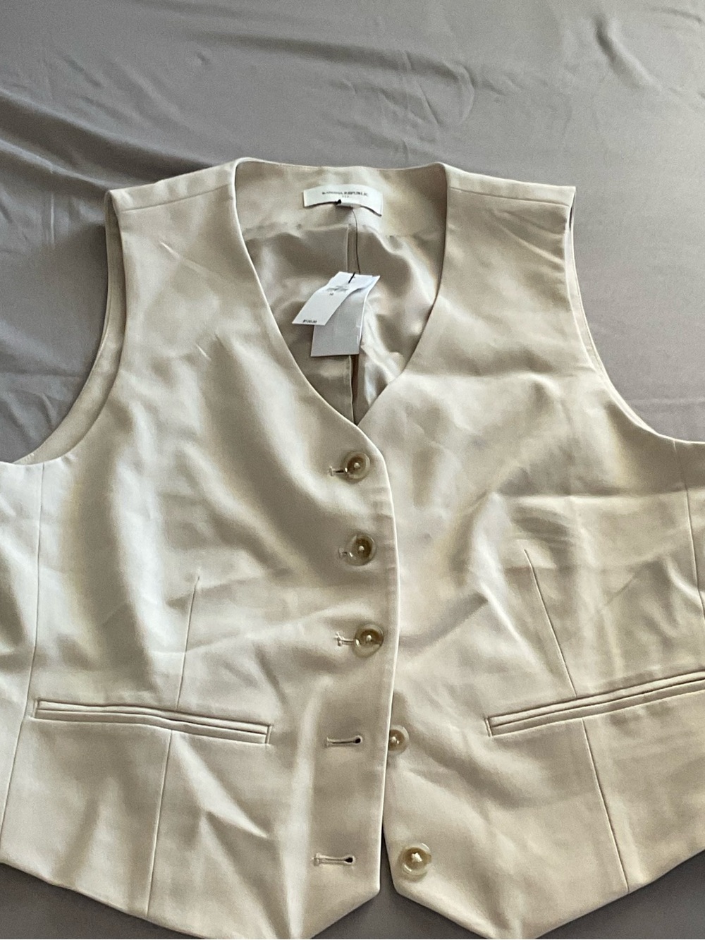 Banana Republic Cream Tailored Button-Front Vest